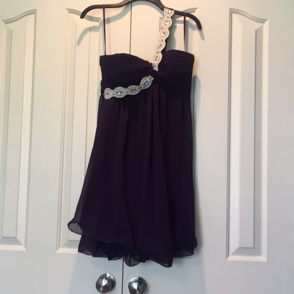 Dark Purple One Shoulder Party Dress